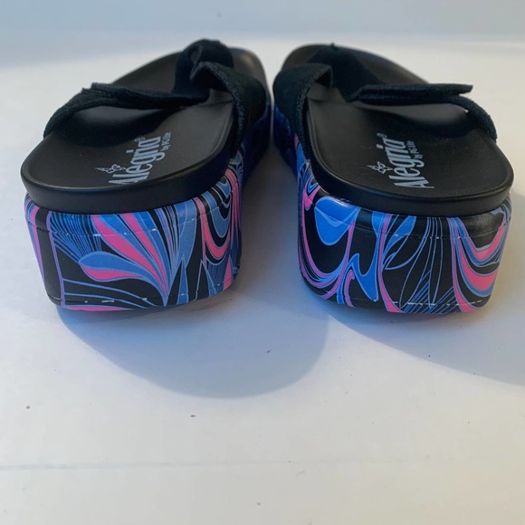 Alegria Astara I Got You Babe Black Purple Thong Platform Sandal Flip Flop 37 7 - Picture 7 of 10